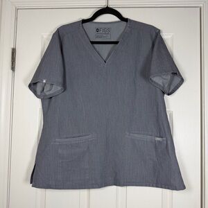 Figs Graphite Gray Casma 3-Pocket Scrub Top L Nurse Healthcare EUC